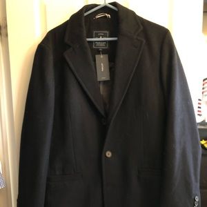 Men’s Wool Topcoat in Navy